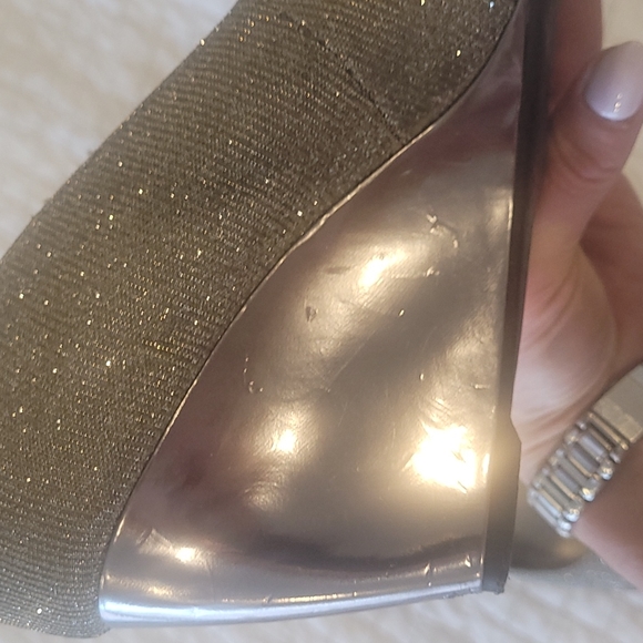 Bandolino peep toe sparkly silver wedges - Picture 7 of 10